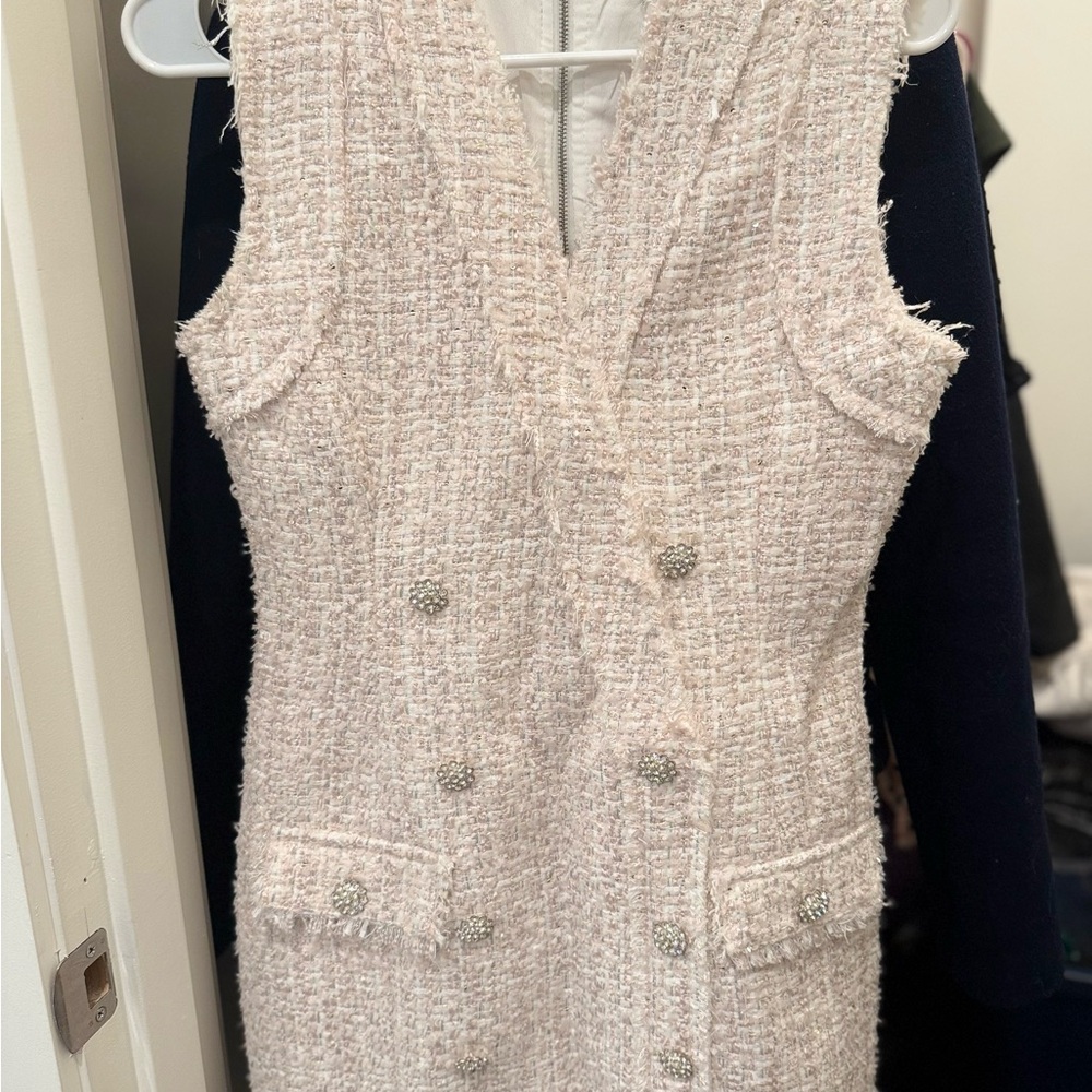 Main Strip Cream Textured Dress